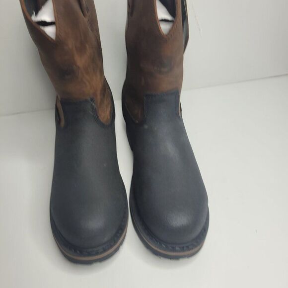 Justin boots black brown steel toe waterproof pull on work boots size 7EE NWT main image 4